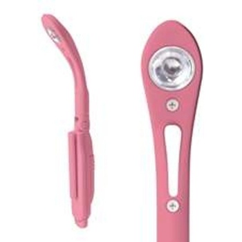 Lampička do knížky s LED úzká světle růžová