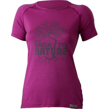 Lasting Back dámské merino triko s tiskem 4848 Vínová