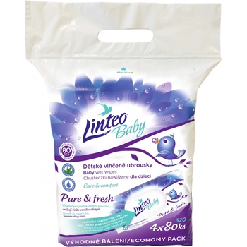 Linteo Baby Pure & Fresh vlhčené ubrousky 4 x 80 ks