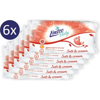 Linteo Baby Soft & Cream vlhčené ubrousky 6 x 72 ks
