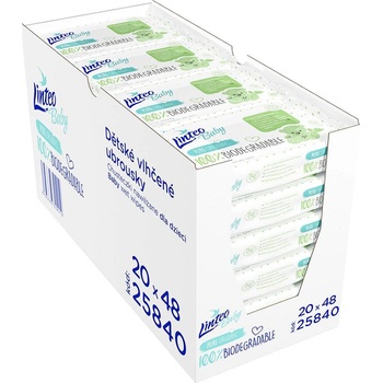 LINTEO BABY Vlhčené ubrousky 100% Biodegradable, 48 ks