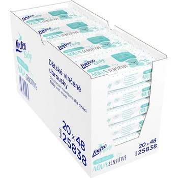 LINTEO BABY Vlhčené ubrousky Aqua sensitive 48 ks
