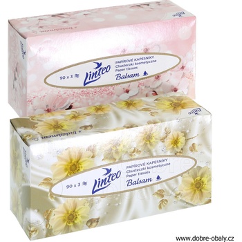 Linteo papírové kapesníčky s balzámem v krabičce 3-vrtsvé 90 ks