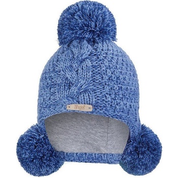 Little Angel čepice pletená bambule Outlast denim melír