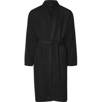 Livarno home župan unisex s módní vaflovou strukturou černá