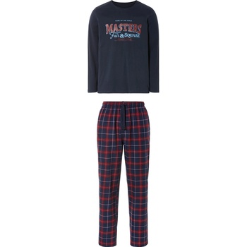 Livergy pánské pyžamo dlouhé flanel tm.modro červené