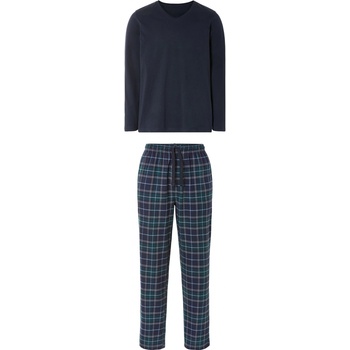 Livergy pánské pyžamo dlouhé flanel tm.modro zelené