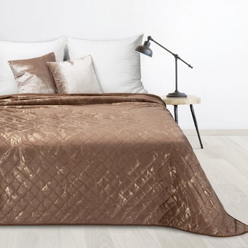 Luiz6 přehoz na postel Sametový tmavě béžový se zlatým Béžová 170 x 210 cm