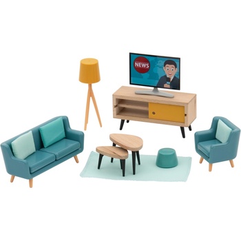 lupilu Dřevěný nábytek / Sada panenek (obývací pokoj)