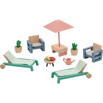 lupilu Dřevěný nábytek / Sada panenek (zahradní nábytek)