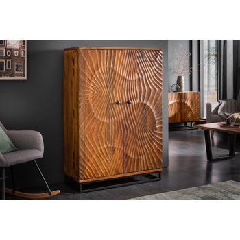 LuxD Designová barová skříňka Shayla 141 cm hnědá / mango