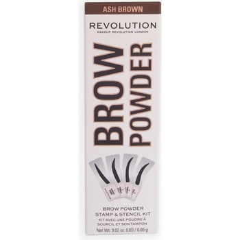 Makeup Revolution London Brow Powder Stamp & Stencil pudr na obočí se šablonami Dark Brown 0,65 g