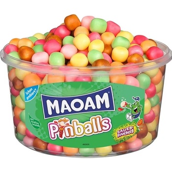 Maoam Pinballs kyselé ovocné bonbony dóza 1,2 kg