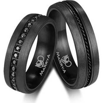 Marrya Dámský karbonový prsten s černými zirkony CA01 D