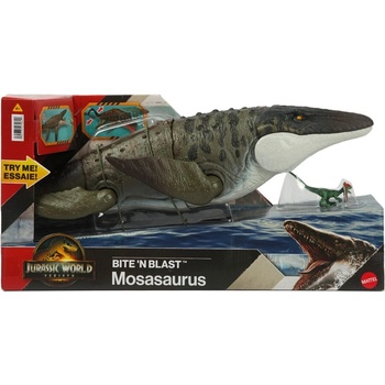 Mattel Jurský Svět Rebirth Mosasaurus Bite'n'blast velký 65 cm JCH00