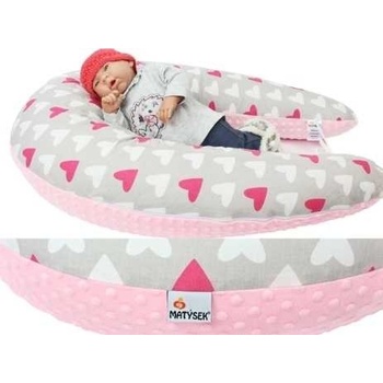 Matýsek Těhotenský a kojicí polštář Maxi SRDCE RŮŽOVÉ minky colormix