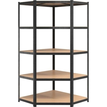 Max Rohový regál 180 x 90 x 40 x 70 cm 5 polic 875kg černý