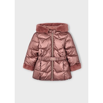 Mayoral metalický kabát s páskem cihlový