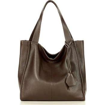Mazzini GENUINE LEATHER Moderní kožená shopperka káva hnědá