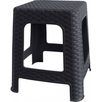 Mega Plast, Taburet polyratan, 45 x 35,5 x 35,5 cm, antracit