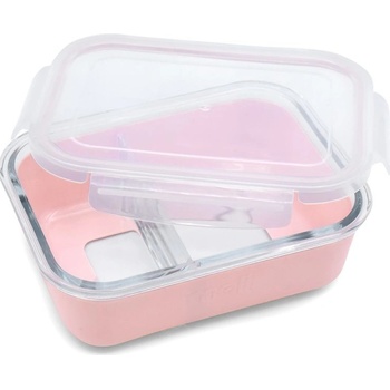 Melii Skleněná nádoba na oběd se silikonovým pouzdrem 740 ml růžová