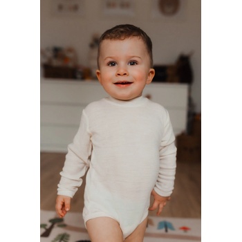 Merino body pro děti s tencelem s dlouhým rukávem bílé SAFA
