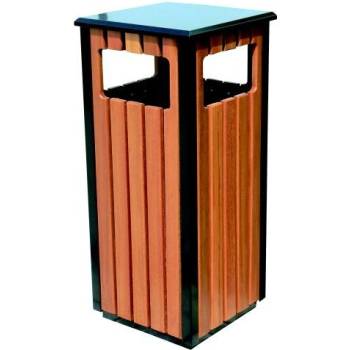 MEVA-TEC Venkovní odpadkový koš hranatý MADRID 35 l. imitace dřeva
