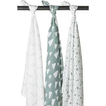 Meyco Feathers-clouds-dots stone green/white 3 ks