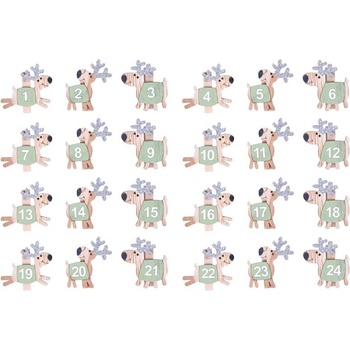 MFP 8886459 Kolíčky Adventní kalendář sob dřevo 24ks