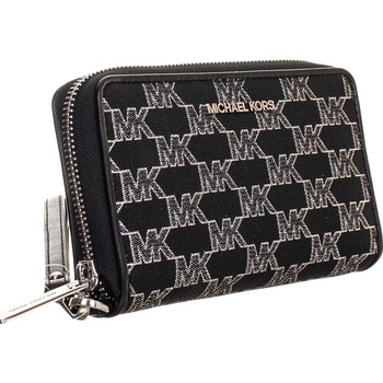 Michael Kors dámská černá psaníčko peněženka se stříbrným monogramem