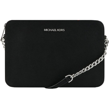 Michael Kors Jet Set Large Saffiano Leather crossbody black Silver