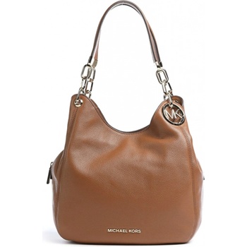 Michael Kors kožená kabelka Lillie black gold hnědá