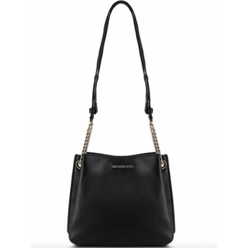 Michael Kors kožená kabelka Teagen crossbody black gold černá