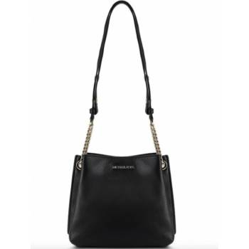 Michael Kors kožená kabelka Teagen crossbody black gold černá