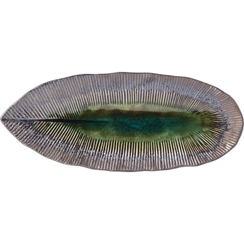 MIJ Servírovací talíř MIDORI 32,5 x 13,5 cm zelená keramika