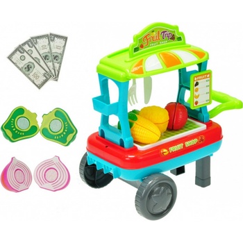 Mikro Trading Vozík ovoce/zelenina pojízdný 23x33x20cm s doplňky v krabičce