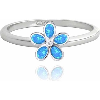 MINET Stříbrný prsten KYTIČKY s modrými opálky vel. 50 JMAD0043BR50 SKLAD