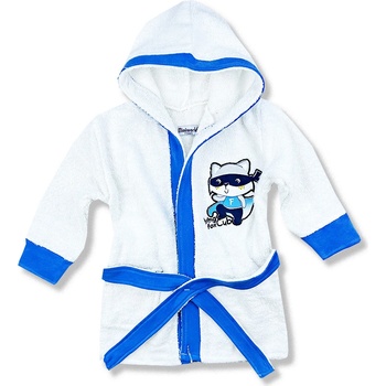 Miniworld Bavlněný dětský župan s kapucí - Fox club modrý
