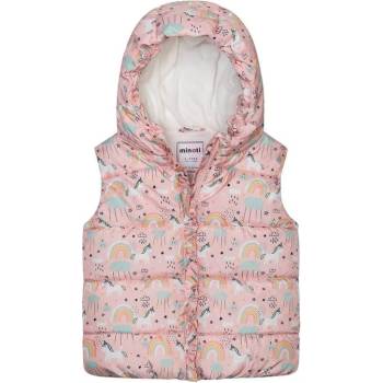 Minoti Vesta dívčí nylonová Puffa podšitá microfleecem 12GILET 15 růžová