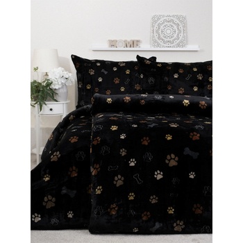 MKLuzkoviny.cz povlečení mikroplyš Exclusive Tlapičky černé 220x200 70x90