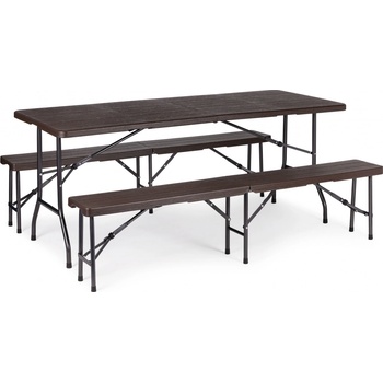 Modernhome SZK-180B+2PCS SBK-18 Skládací stůl 180 cm se 2 lavicemi