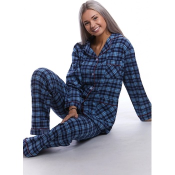 Modré kárované elegantní teplé flanelové dámské 1DF0021