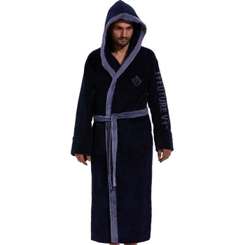 modro šedý župan pro muže extra huňatý s kapucí 1Z1335 modrá