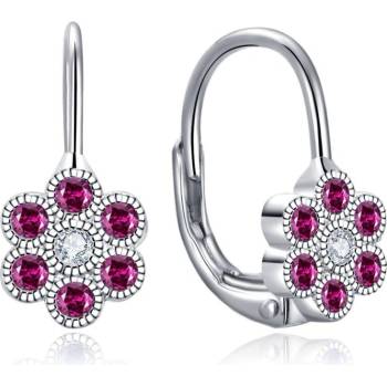 MOISS Stříbrné náušnice s fuchsiovými zirkony Květina E0000157