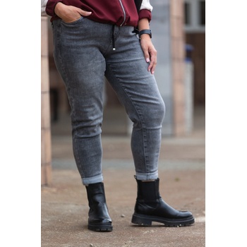 Moon girl Mom Fit džíny LOGAN KF521-6 Šedá