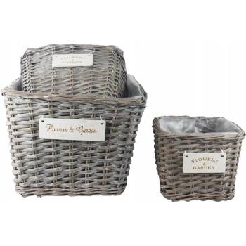 Morex Květináč šedý proutěný 35 x 35 x 27 cm