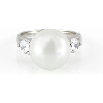 MPM Ocelový dámský prsten z chirurgické oceli s perlou 7925, stříbrný