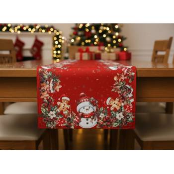 Mybesthome Vánoční ubrus běhoun XMAS PARTY červená 60x120 cm