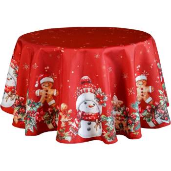 Mybesthome Vánoční ubrus XMAS PARTY červená Ø 130 cm