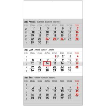 nástěnný 3měsíční standard šedý s českými jmény, 29,5 x 43 cm 2026